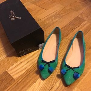 J. Crew Green Suede Flats